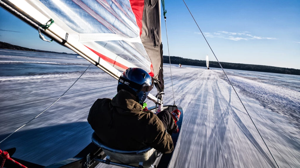 Ice-yachting, sail on ice